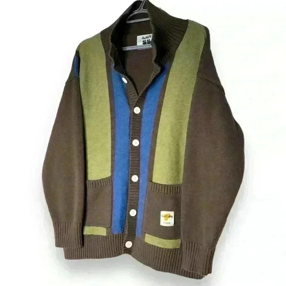 Saotome Japanese casual vertical stripes sweater lazy knitted cardigan  commute - Picture 1 of 9